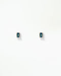 Large Emerald Cut Teal Sapphire Stud Earring