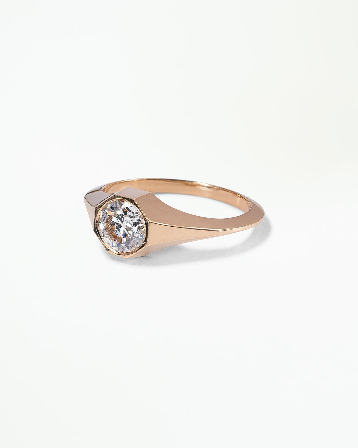 Large Old Euro Cut Diamond Signet Ring