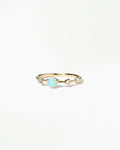 Large Opal and Diamond Four-Step Ring