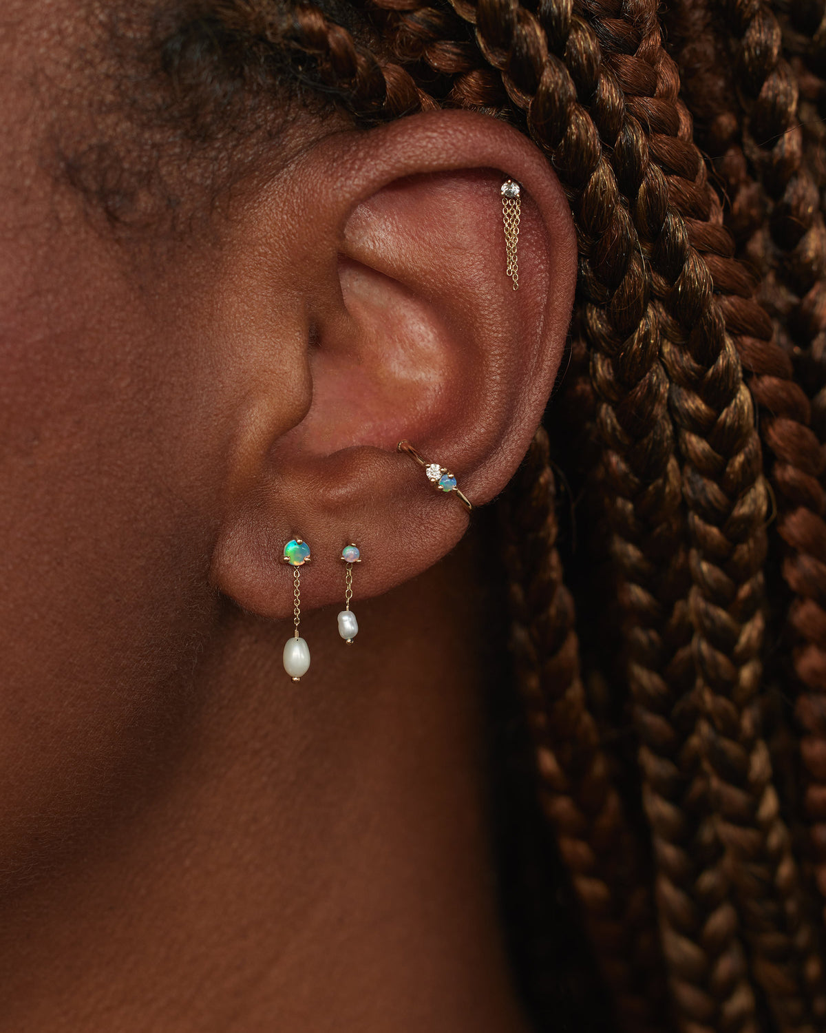 Large Opal and Pearl Shower Earring