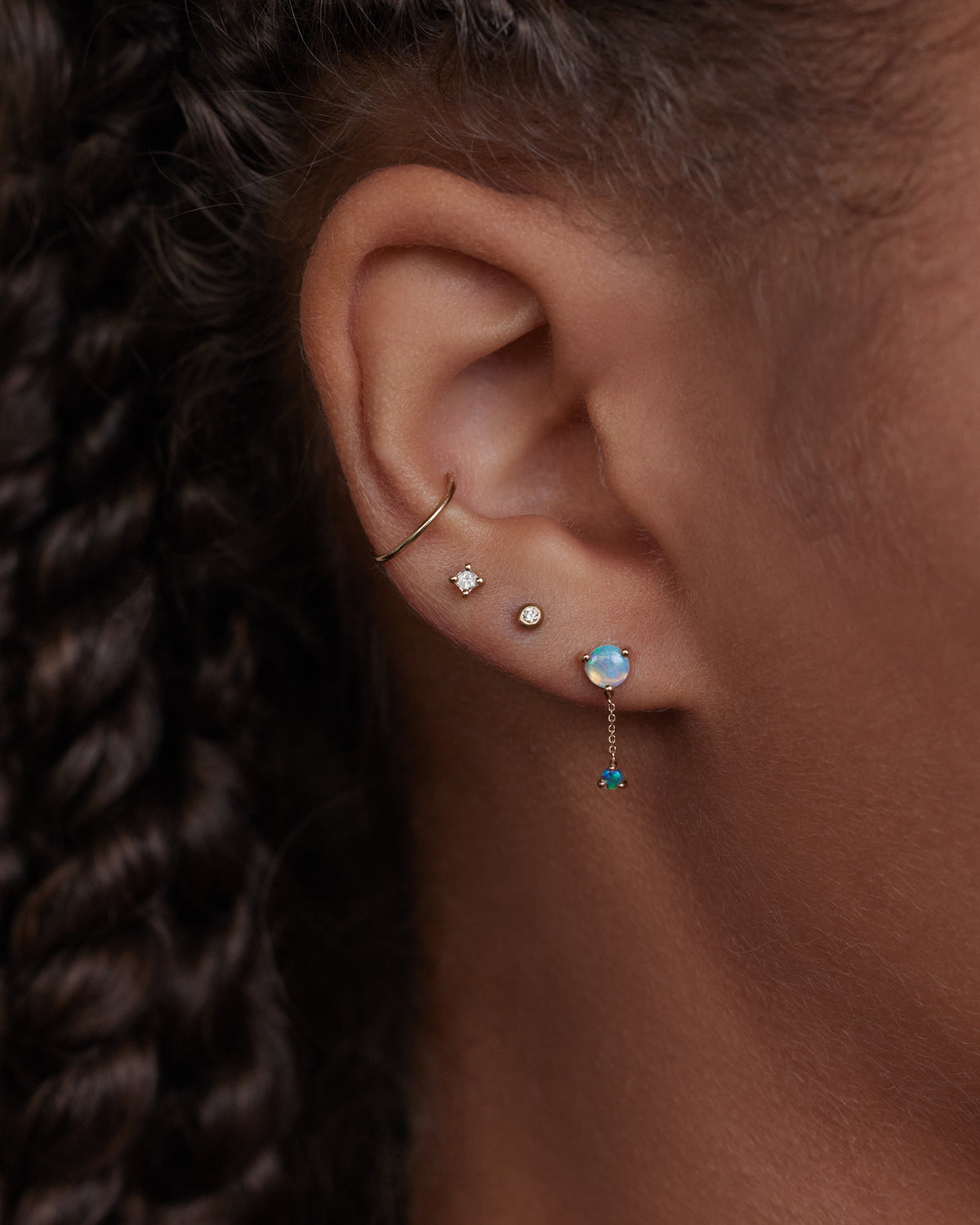 Large Opal Two-Step Chain Earring