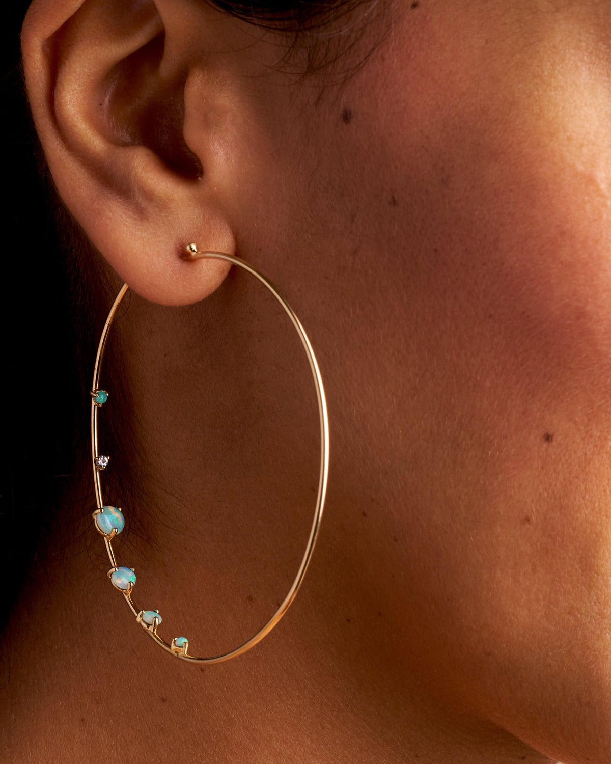 Medium Opal and Diamond Counting Hoops