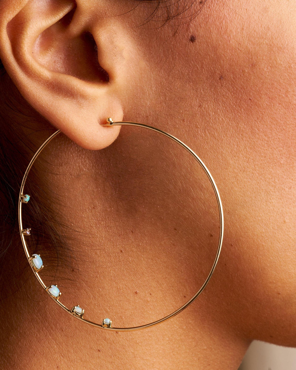Medium Opal and Diamond Counting Hoops