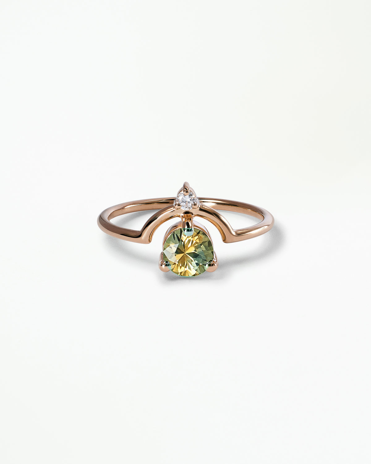 Medium Round Cut Sapphire and Diamond Nestled Ring