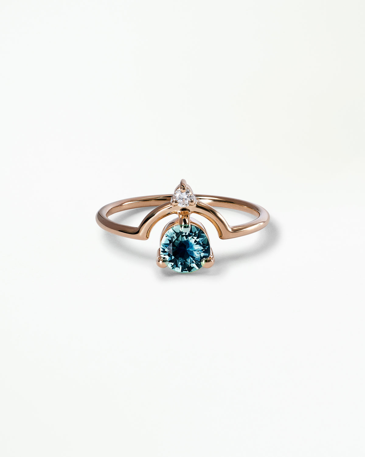 Medium Round Cut Sapphire and Diamond Nestled Ring
