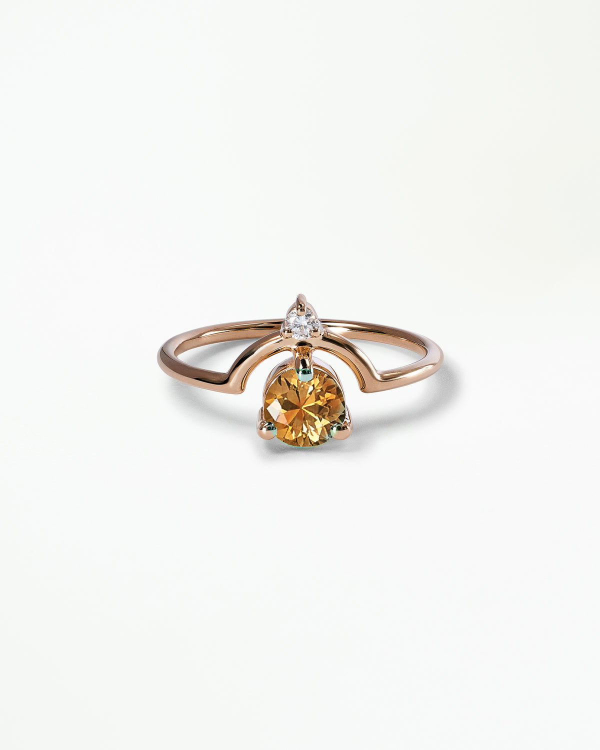 Medium Round Cut Sapphire and Diamond Nestled Ring