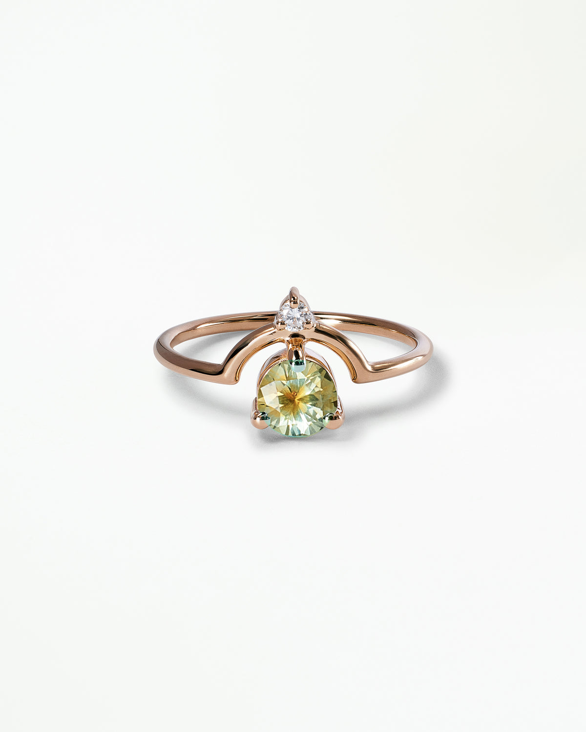 Medium Round Cut Sapphire and Diamond Nestled Ring