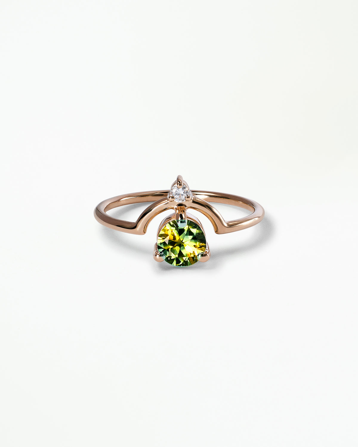 Medium Round Cut Sapphire and Diamond Nestled Ring