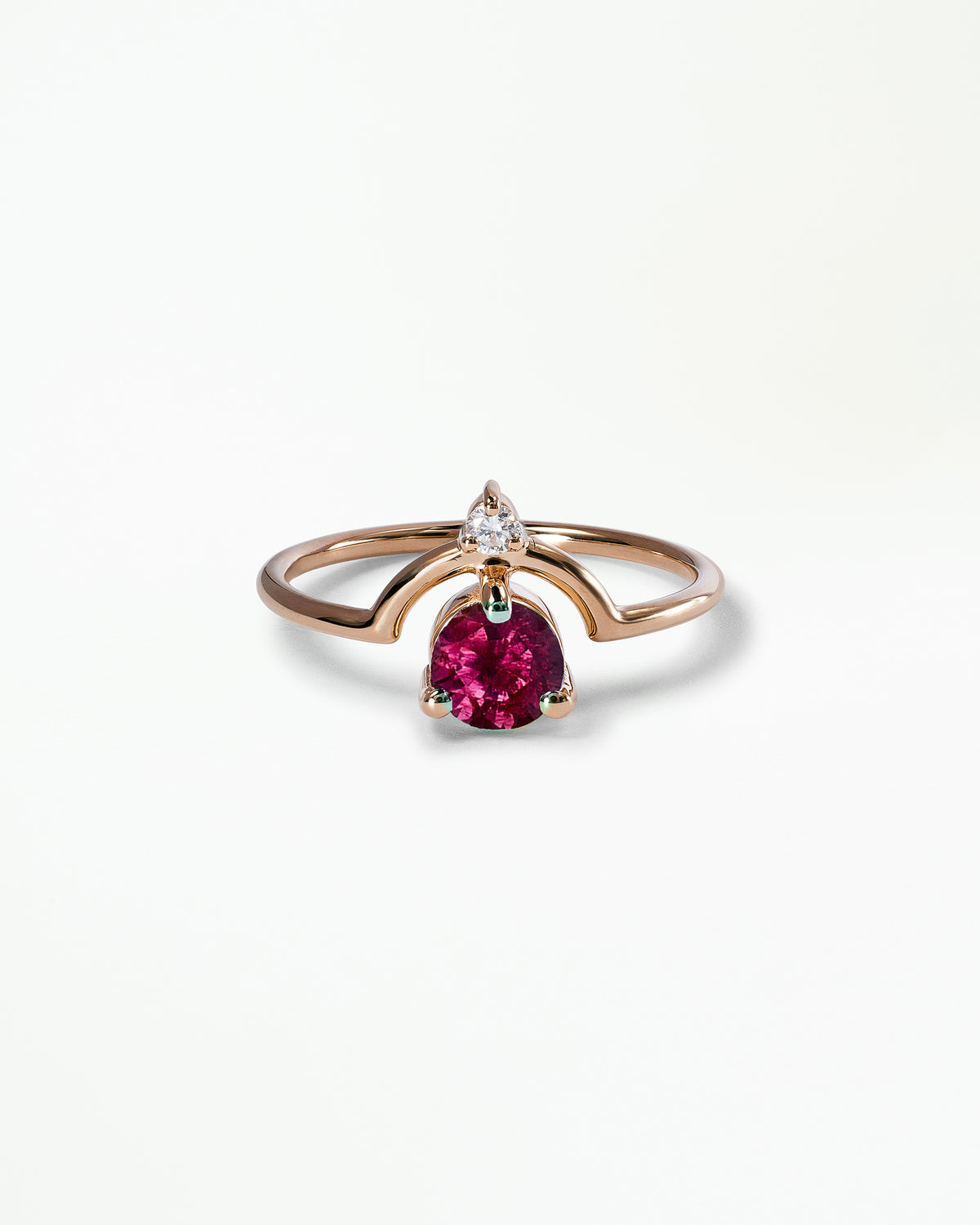 Medium Round Cut Sapphire and Diamond Nestled Ring