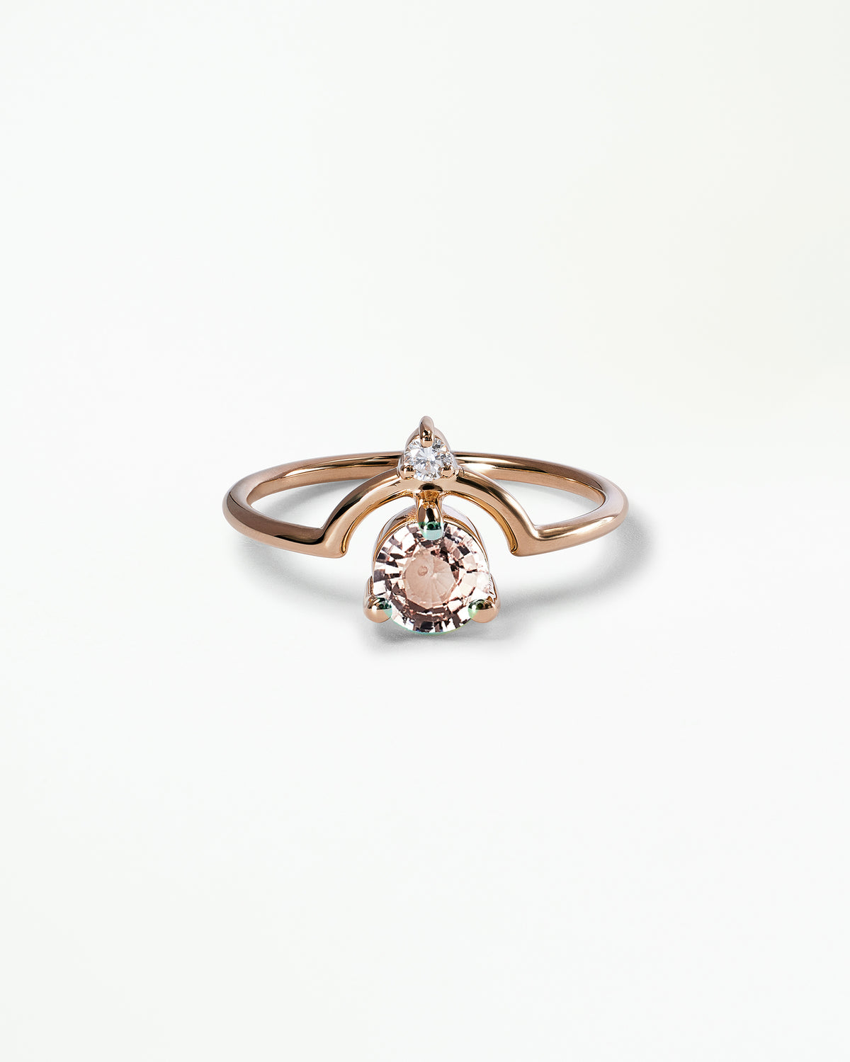 Medium Round Cut Sapphire and Diamond Nestled Ring