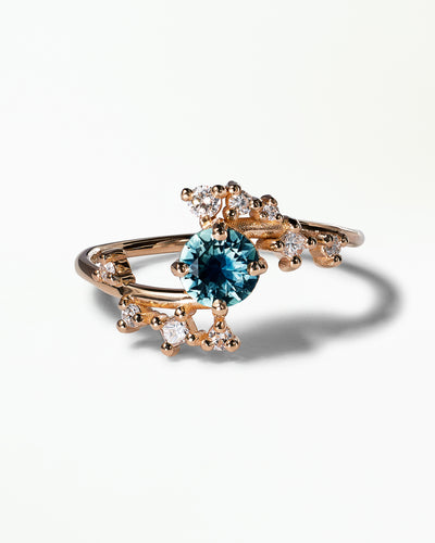 Medium Round Cut Sapphire Celestial Ring