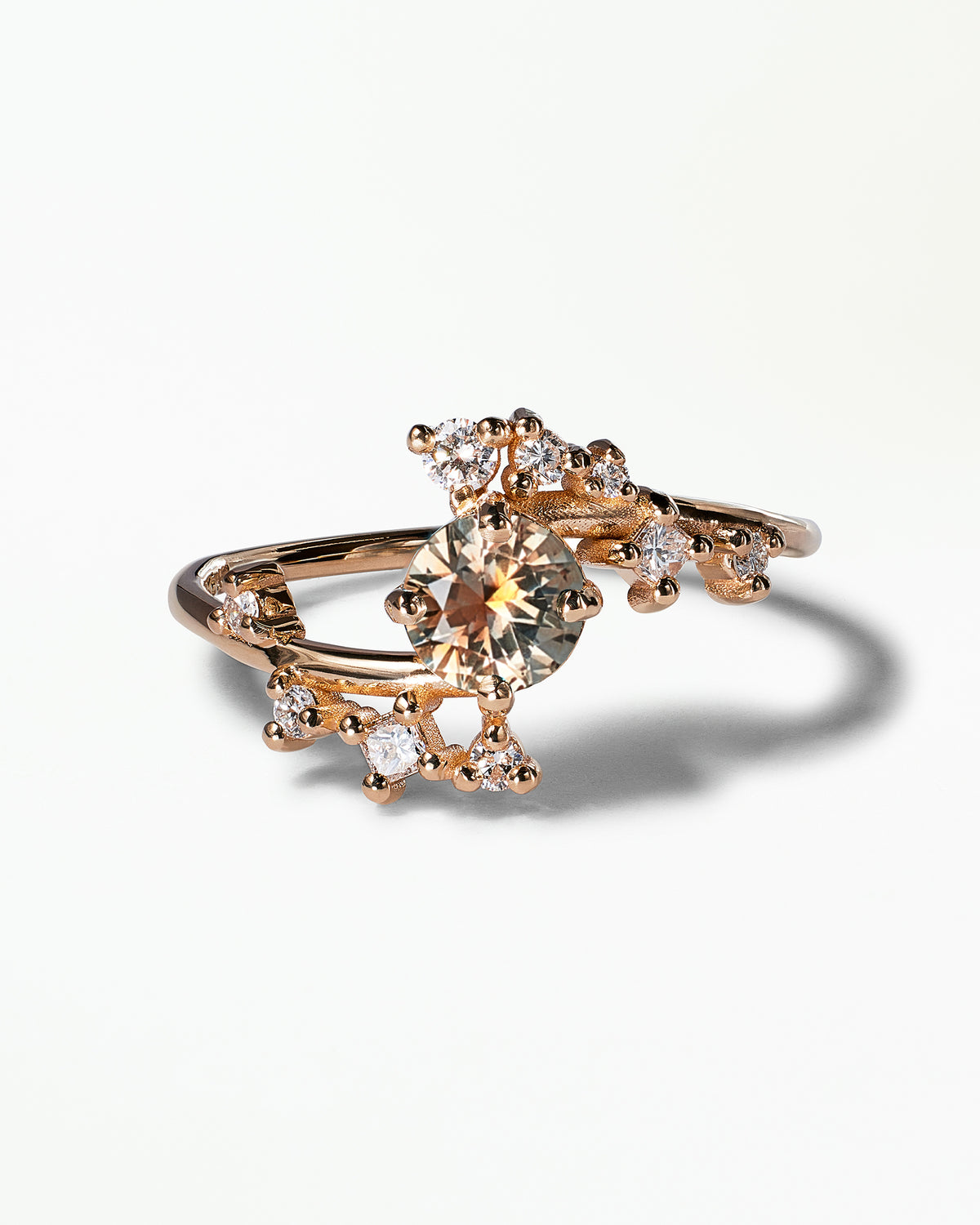 Medium Round Cut Sapphire Celestial Ring