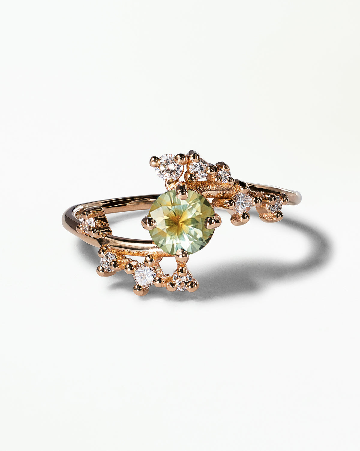 Medium Round Cut Sapphire Celestial Ring