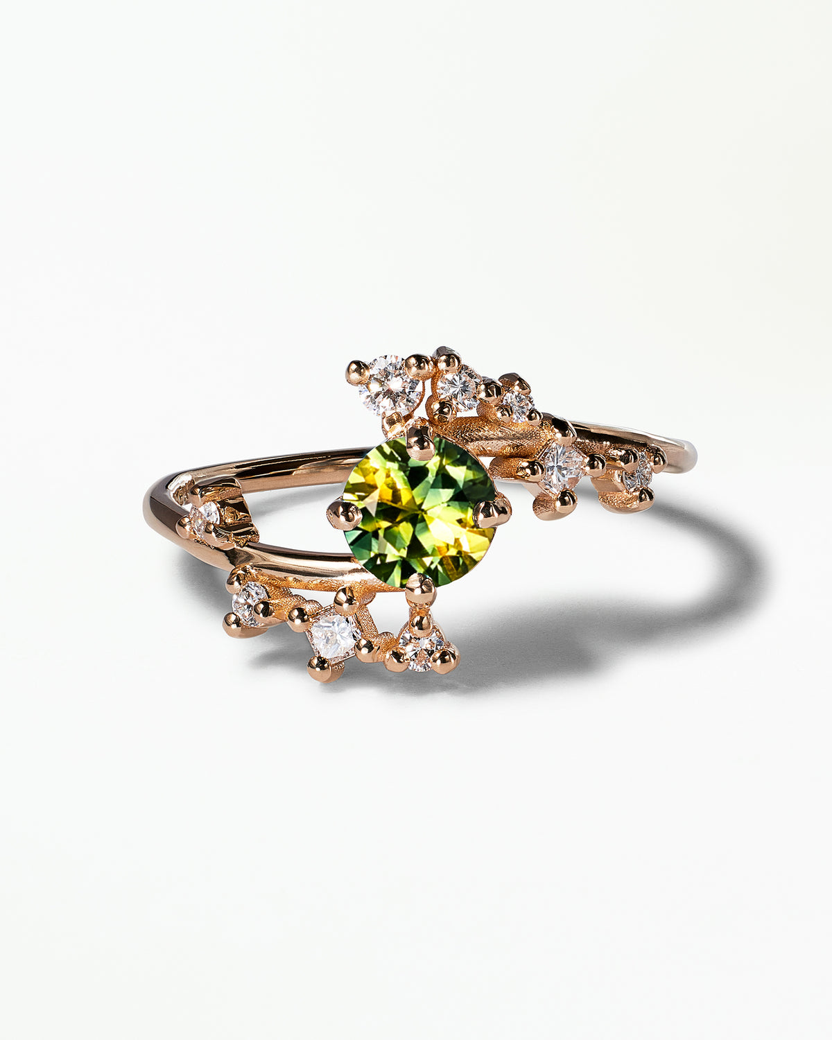 Medium Round Cut Sapphire Celestial Ring