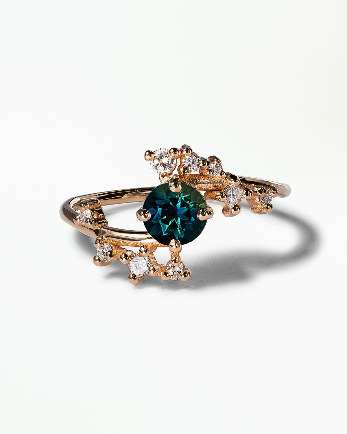 Medium Round Cut Sapphire Celestial Ring