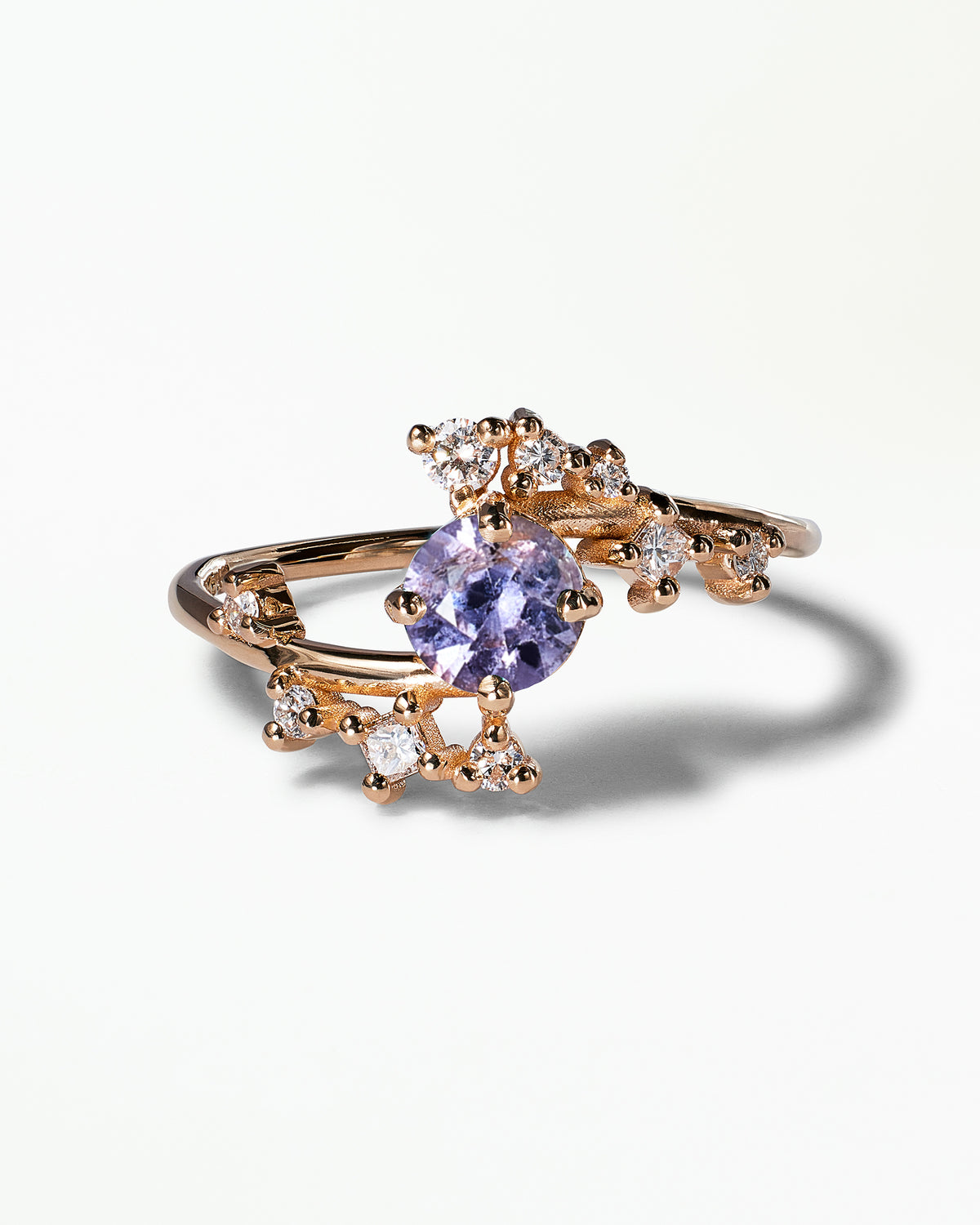 Medium Round Cut Sapphire Celestial Ring