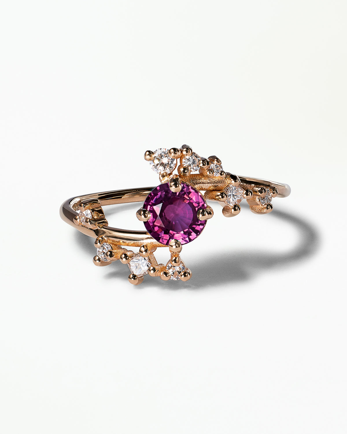 Medium Round Cut Sapphire Celestial Ring