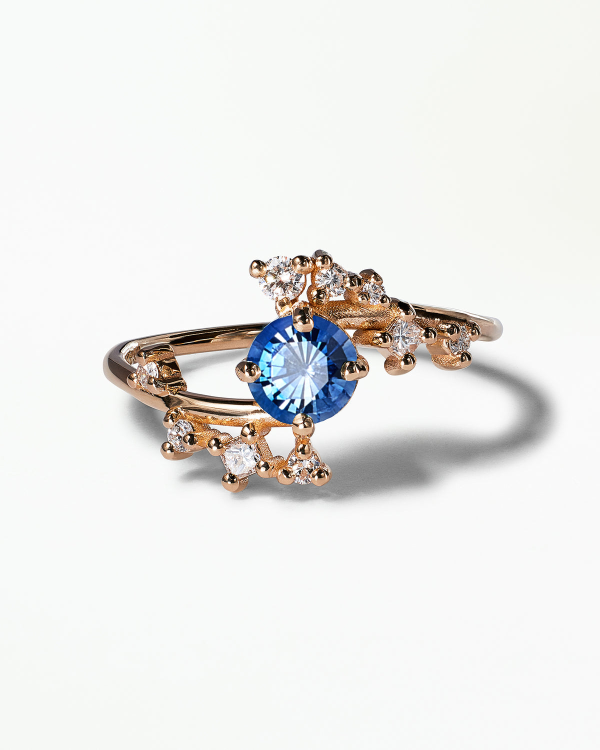 Medium Round Cut Sapphire Celestial Ring