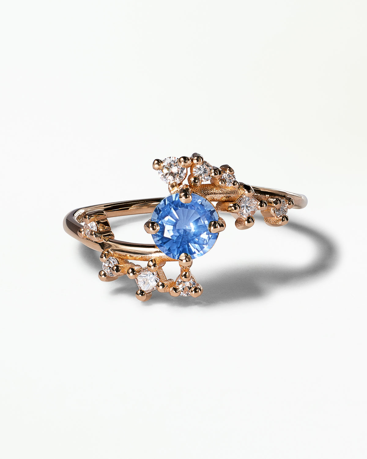Medium Round Cut Sapphire Celestial Ring