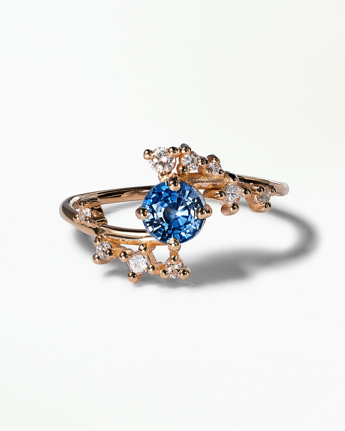 Medium Round Cut Sapphire Celestial Ring