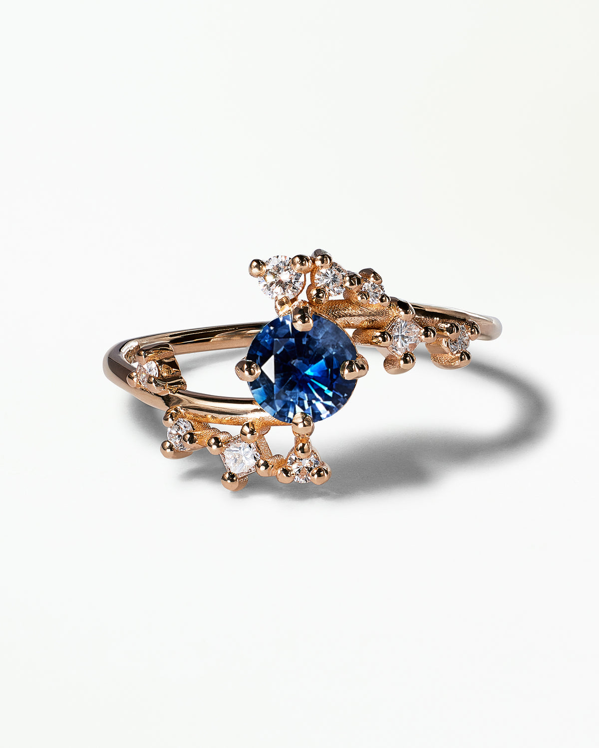 Medium Round Cut Sapphire Celestial Ring