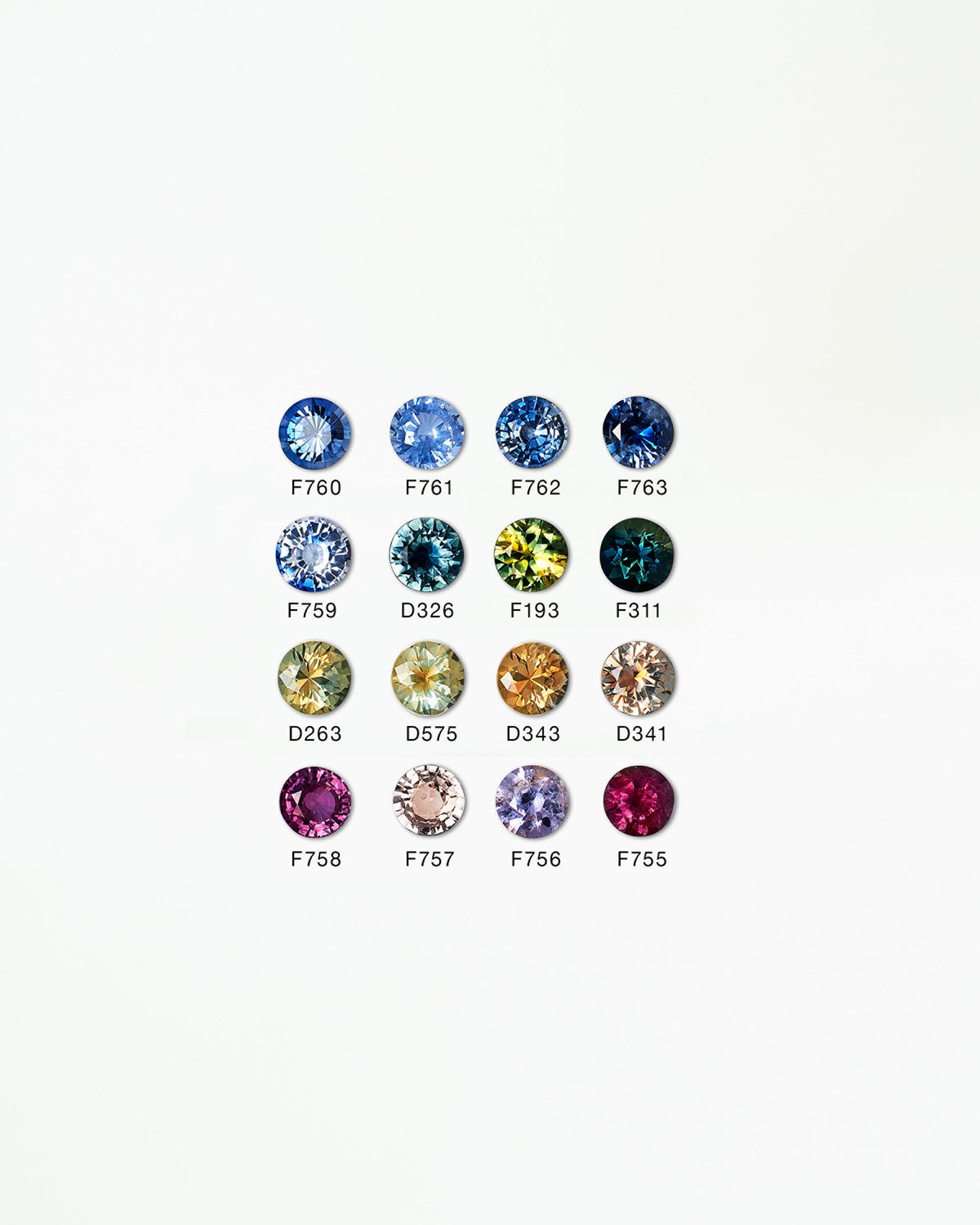 [lifestyle]Collection of colorful gemstones with labeled numbers on a white background