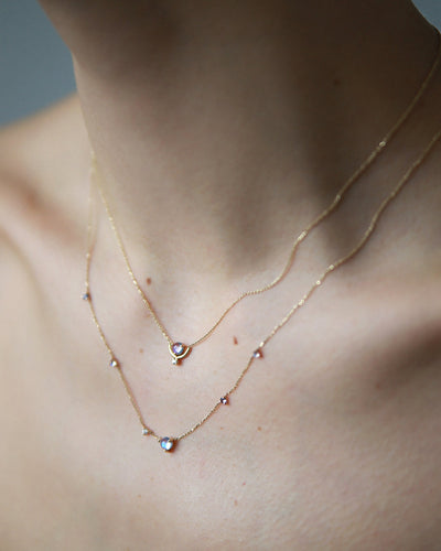 Moonstone and Diamond Nestled Necklace