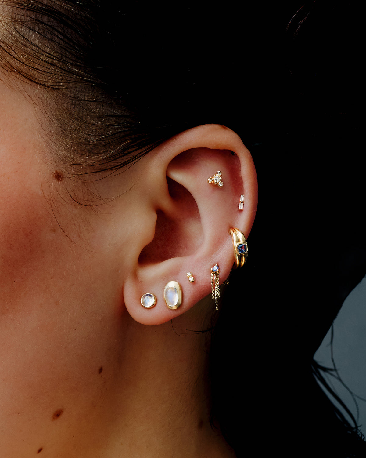 Moonstone Globe Stud Earring