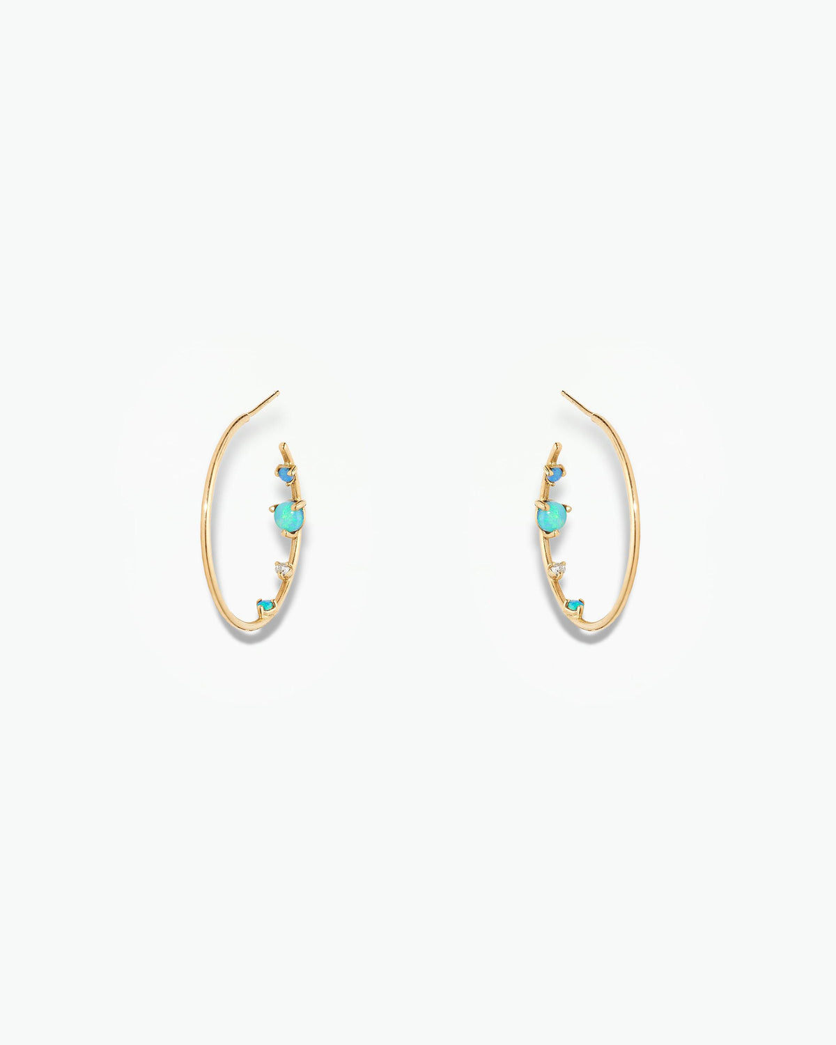 Opal and Diamond Inverted Hoop Earring