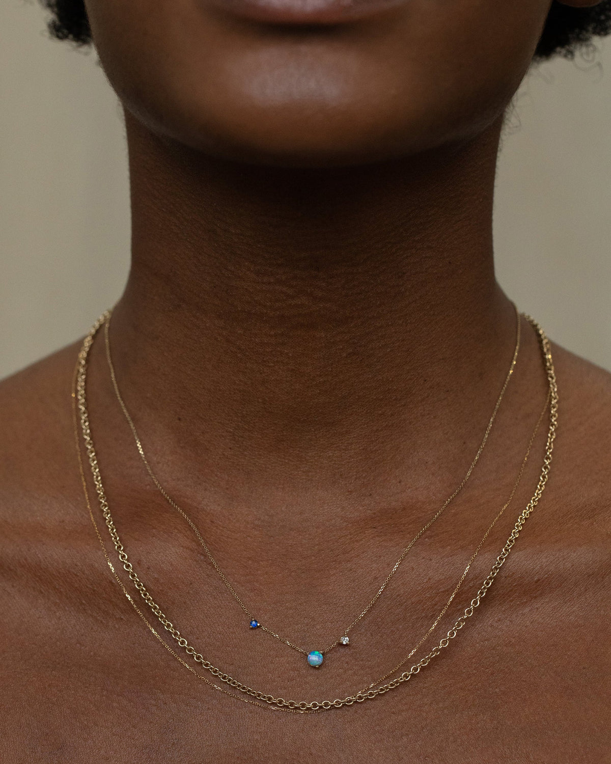 Opal and Diamond Three-Step Necklace