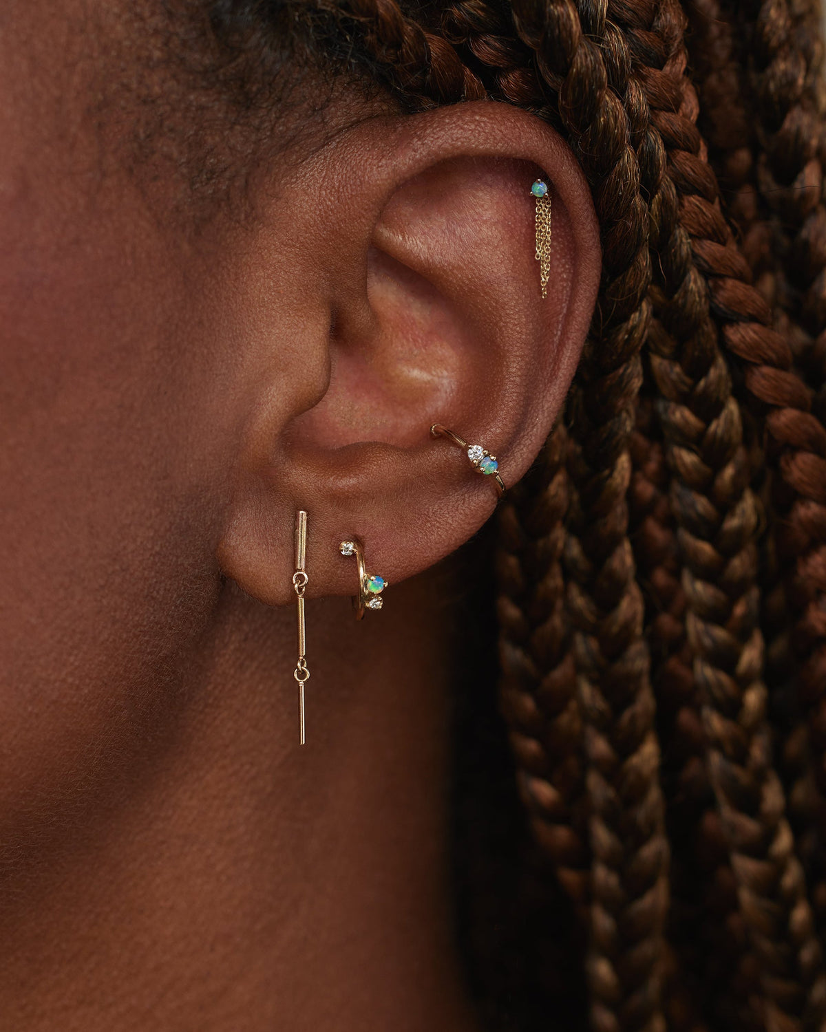 Opal and Diamond Two-Step Ear Cuff