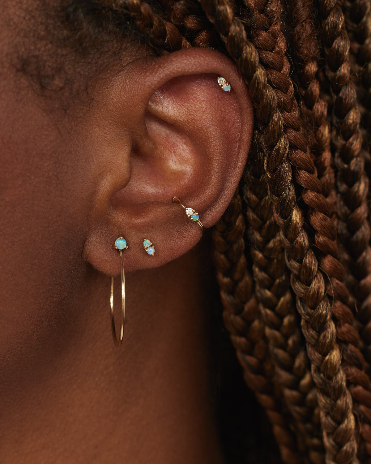 Opal and Diamond Two-Step Ear Cuff