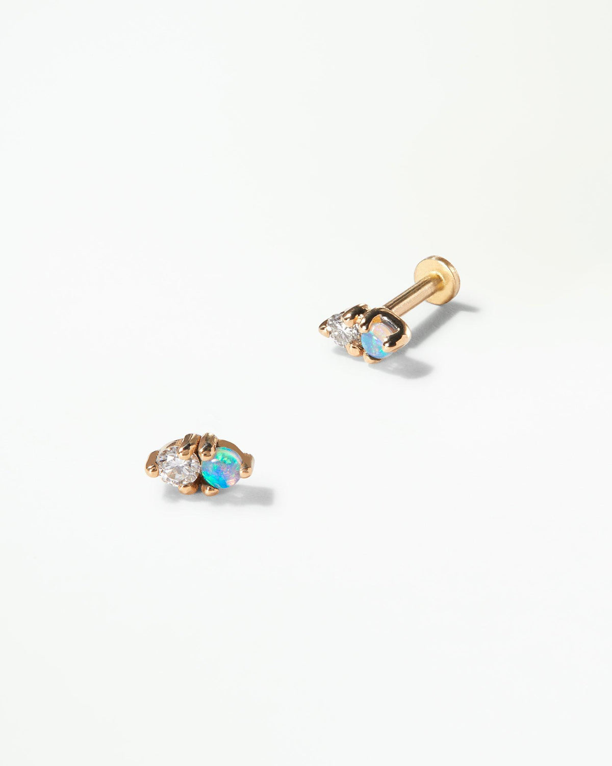 Opal and Diamond Two-Step Flat Back Earring