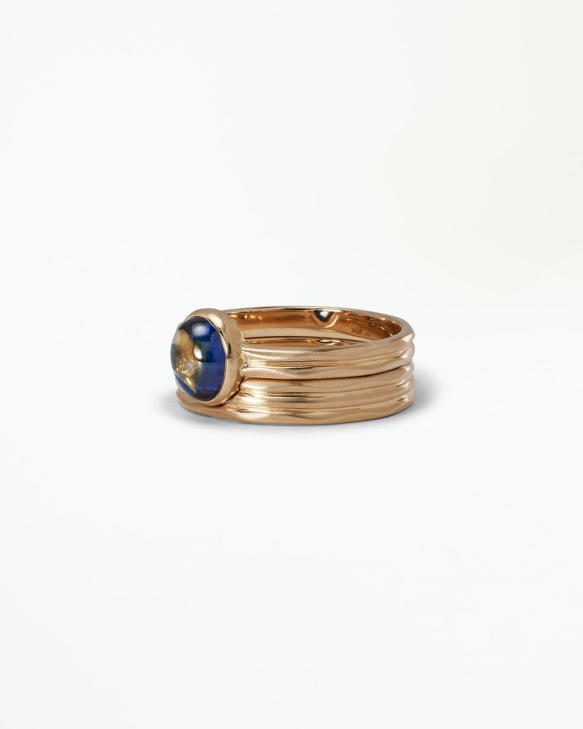 Oval Cabochon Sapphire Ridge Set Ring No. 9