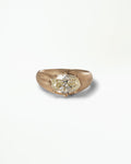 Oval Cut Diamond Beaded Signet Ring No. 1