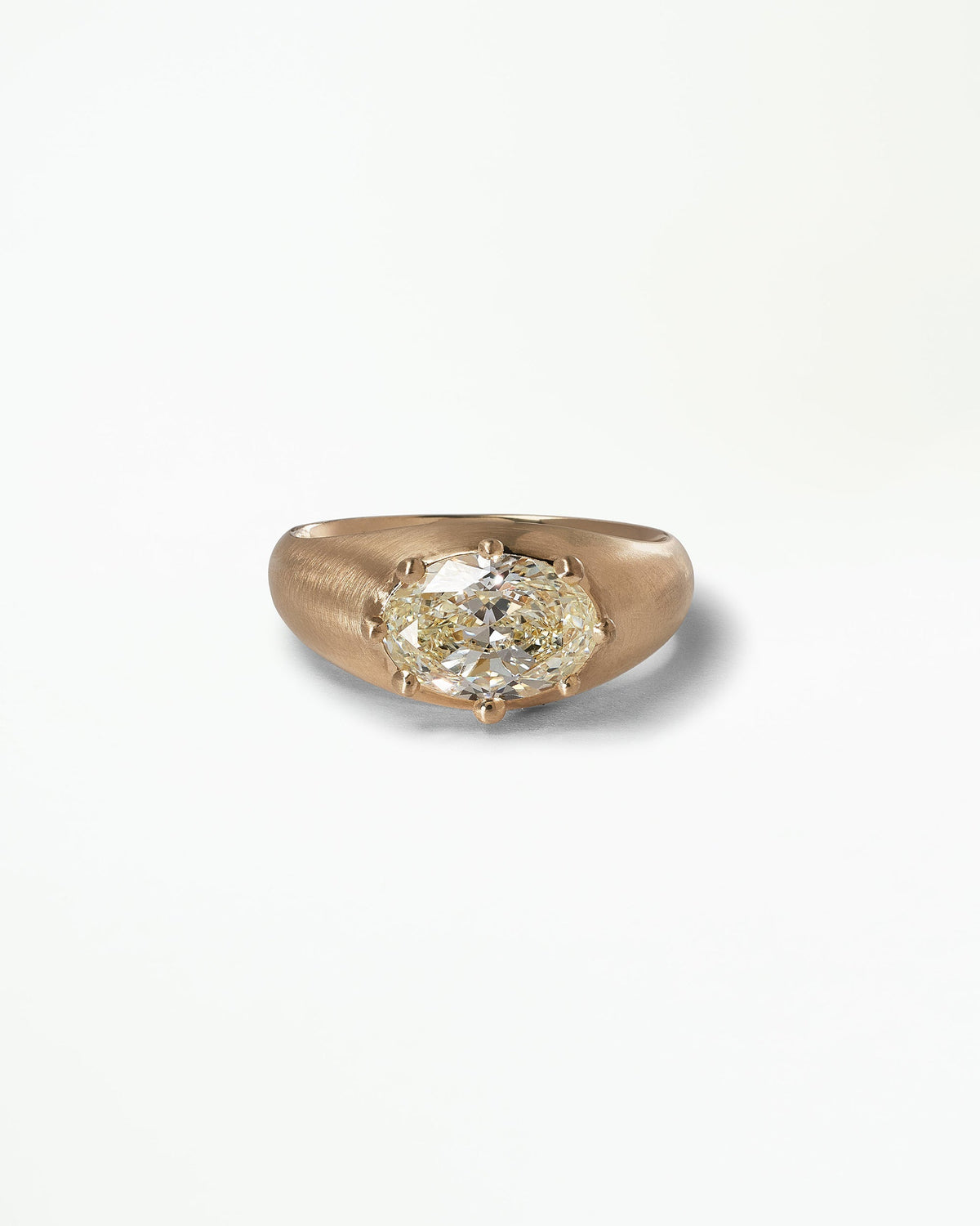 Oval Cut Diamond Beaded Signet Ring No. 1