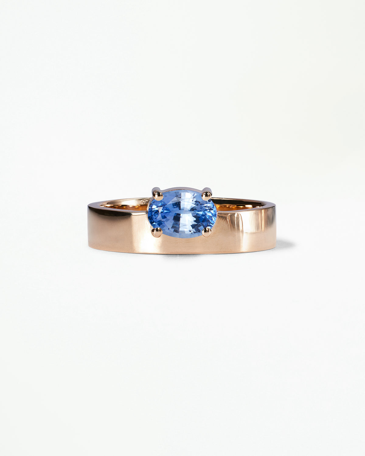 Horizontal Oval Cut Gemstone Monolith Ring