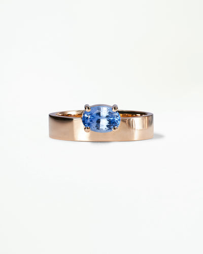 Horizontal Oval Cut Gemstone Monolith Ring