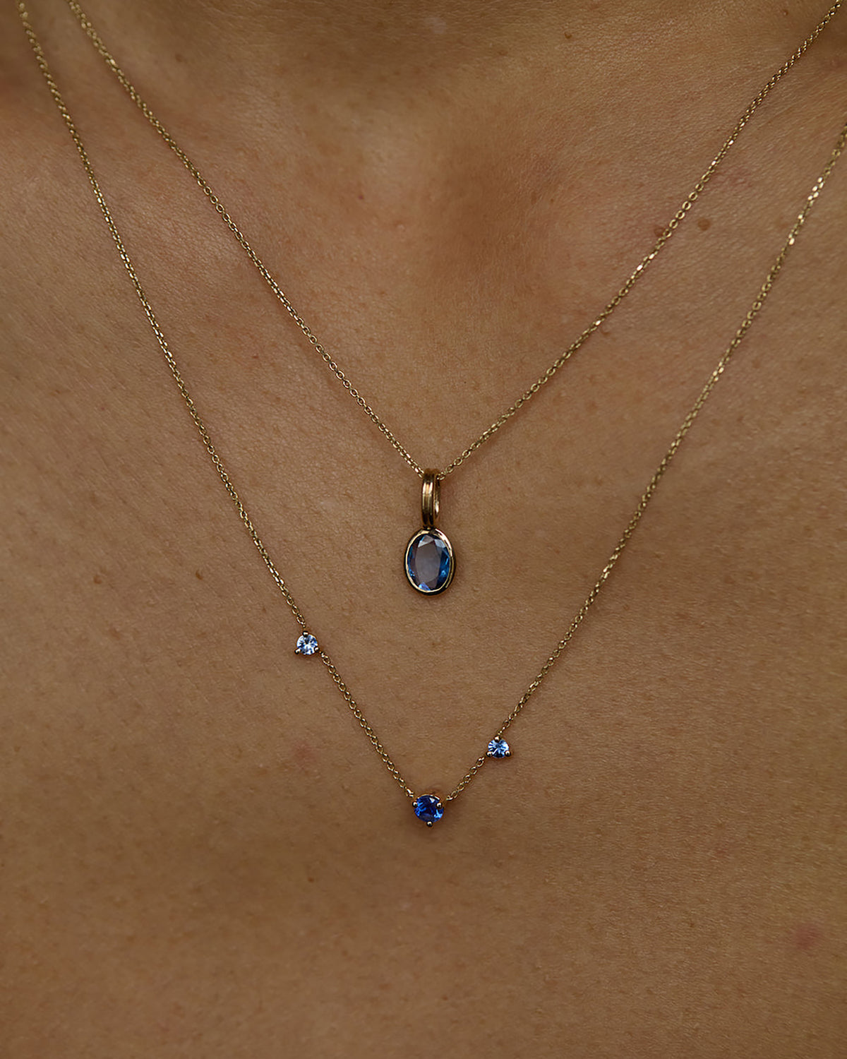Oval Cut Sapphire Rain Pendant No. 6