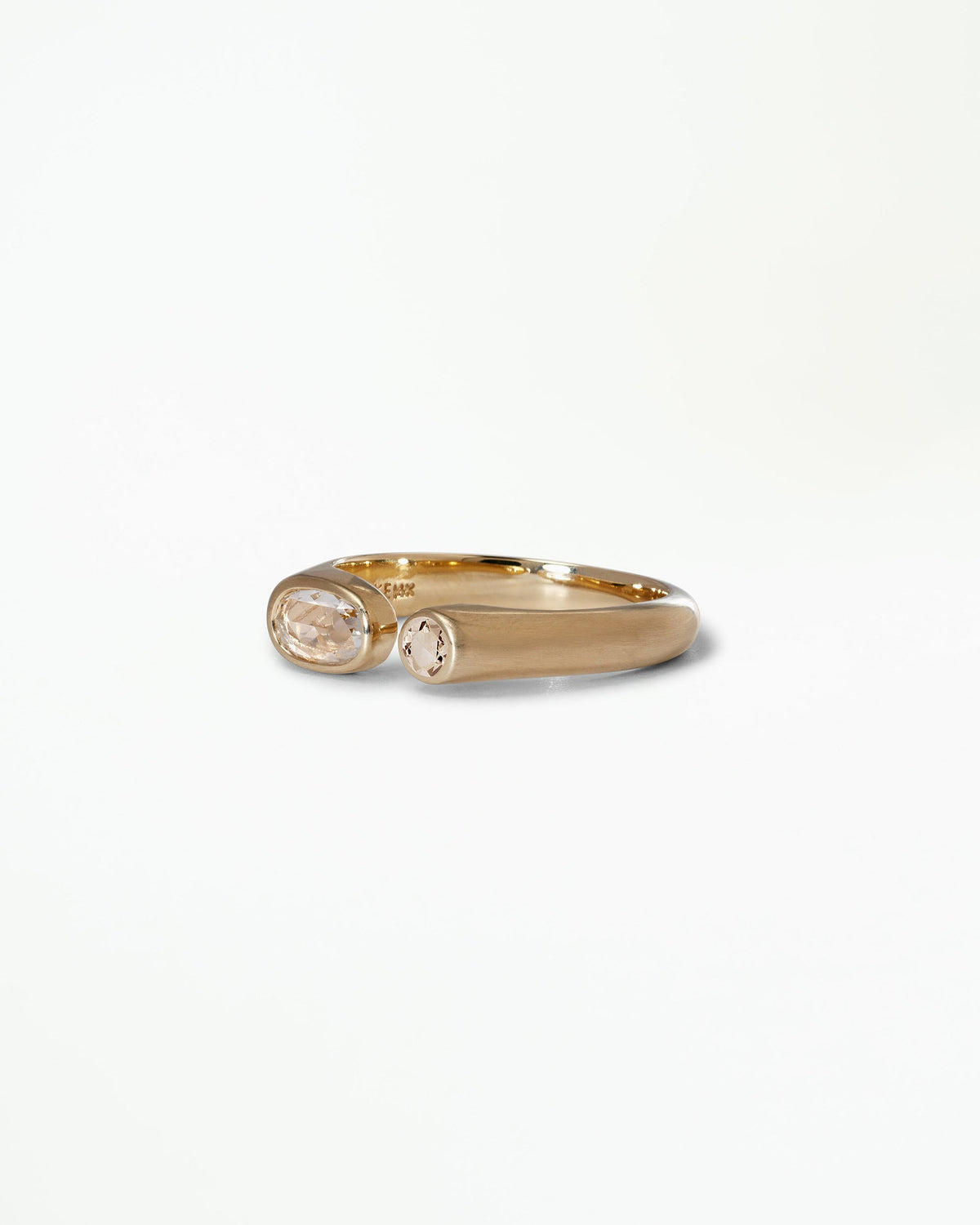 Oval Rose Cut Diamond Dyad Signet Ring