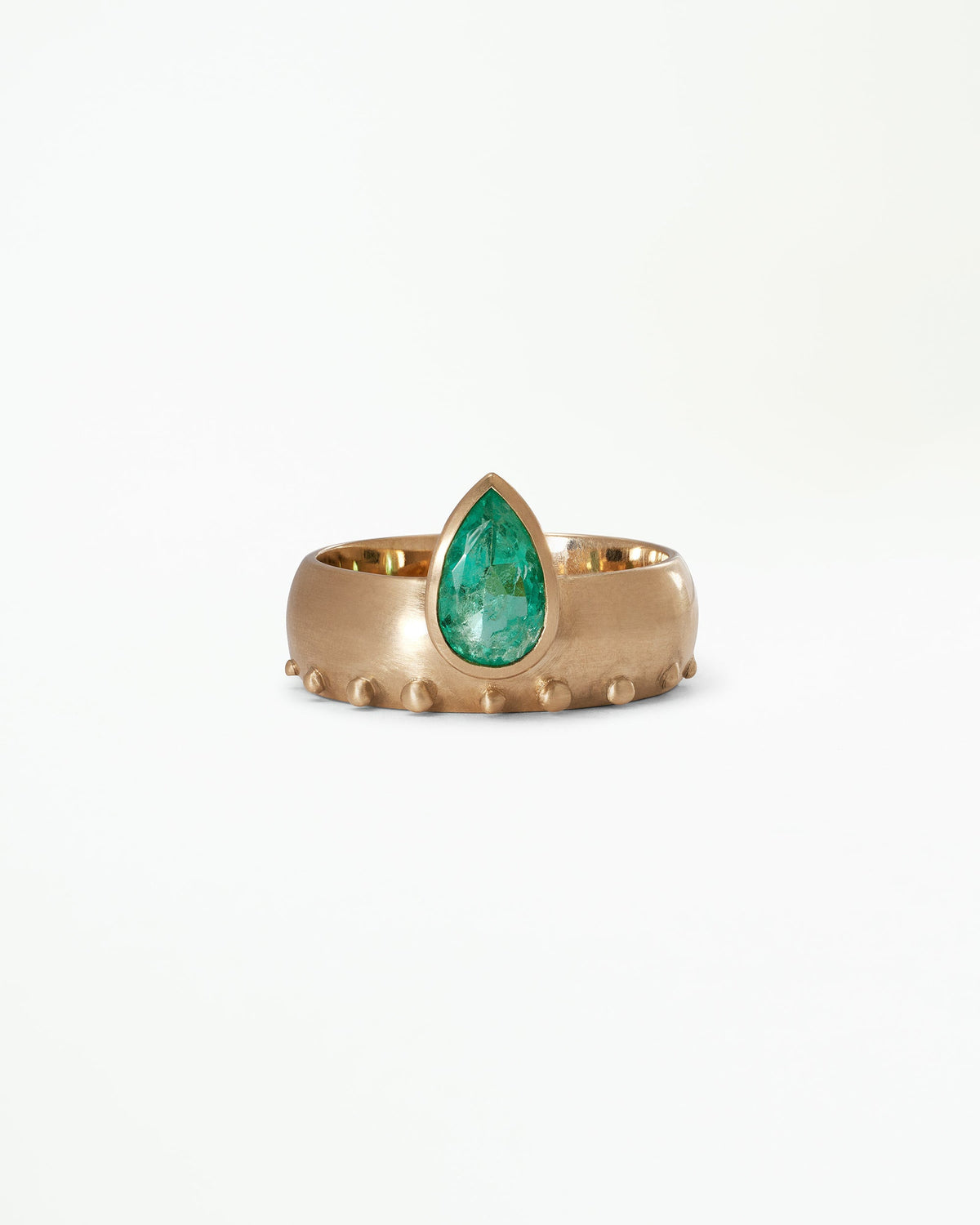 Pear Cut Emerald Dome Monolith Ring No. 8