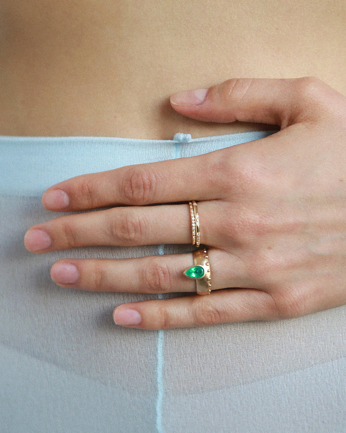 Pear Cut Emerald Dome Monolith Ring No. 8