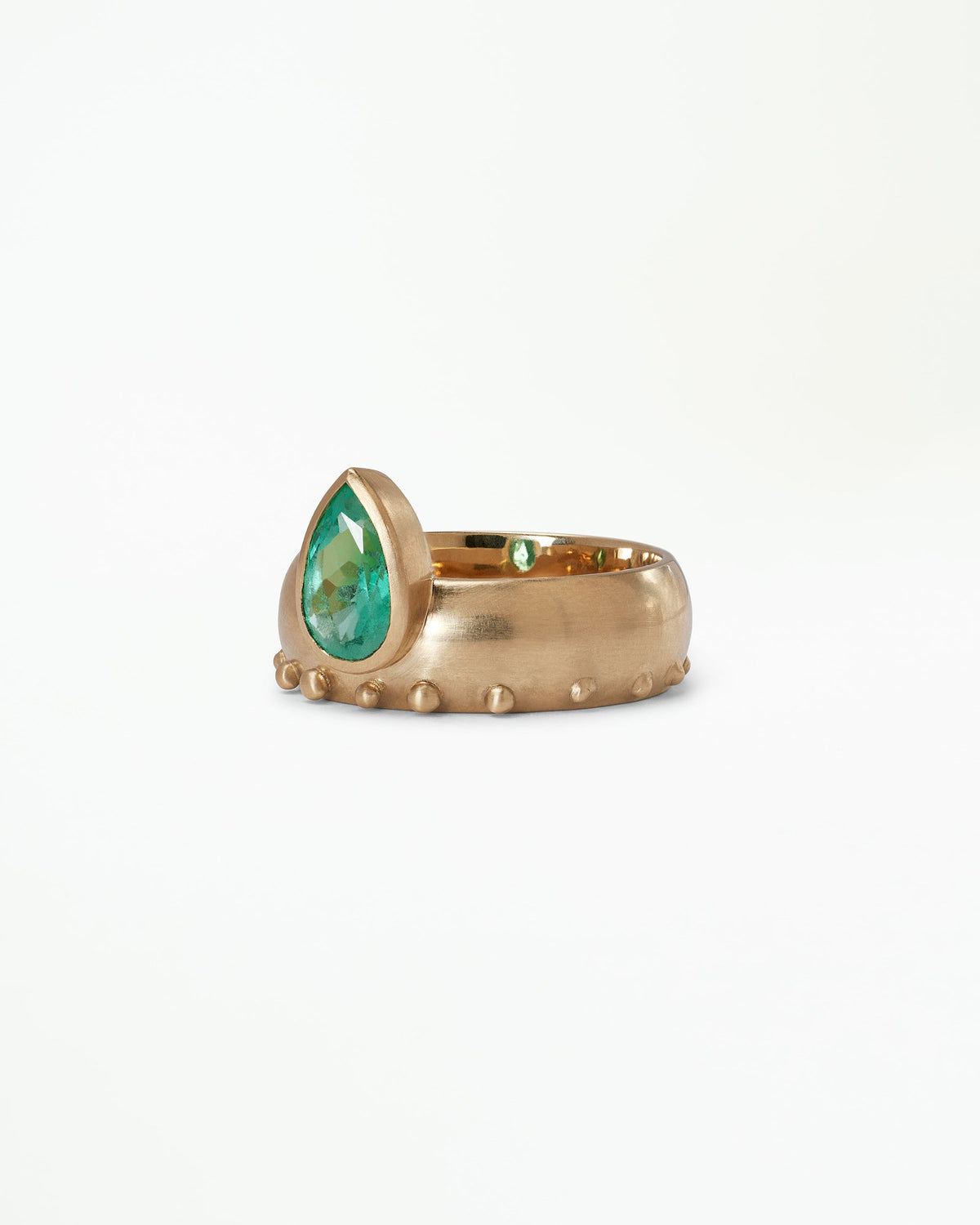 Pear Cut Emerald Dome Monolith Ring No. 8