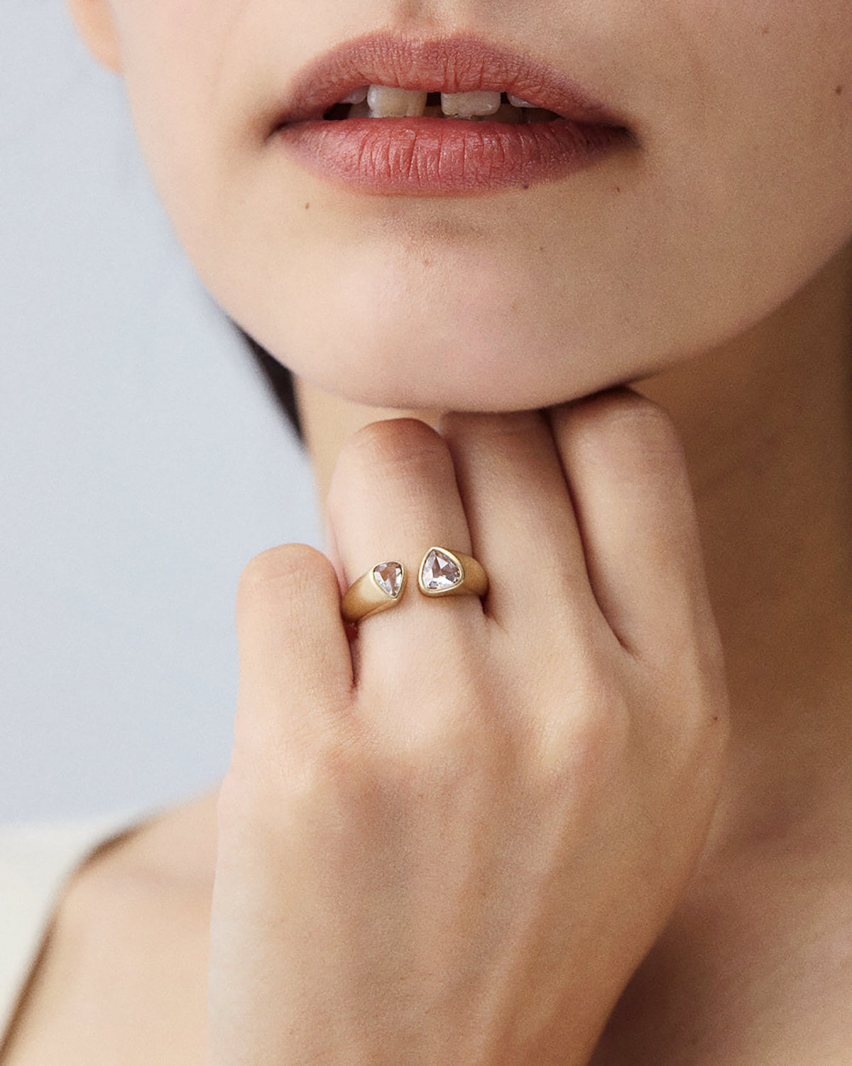 Pear Rose Cut Diamond Dyad Ring