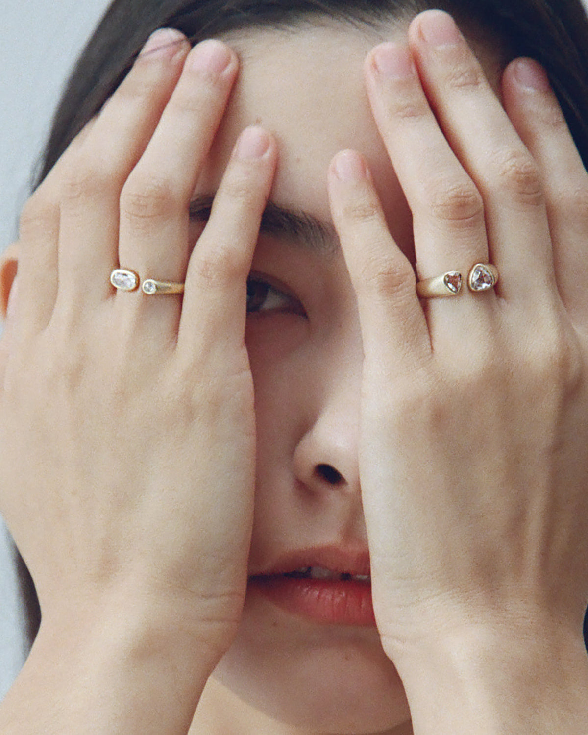 Pear Rose Cut Diamond Dyad Ring