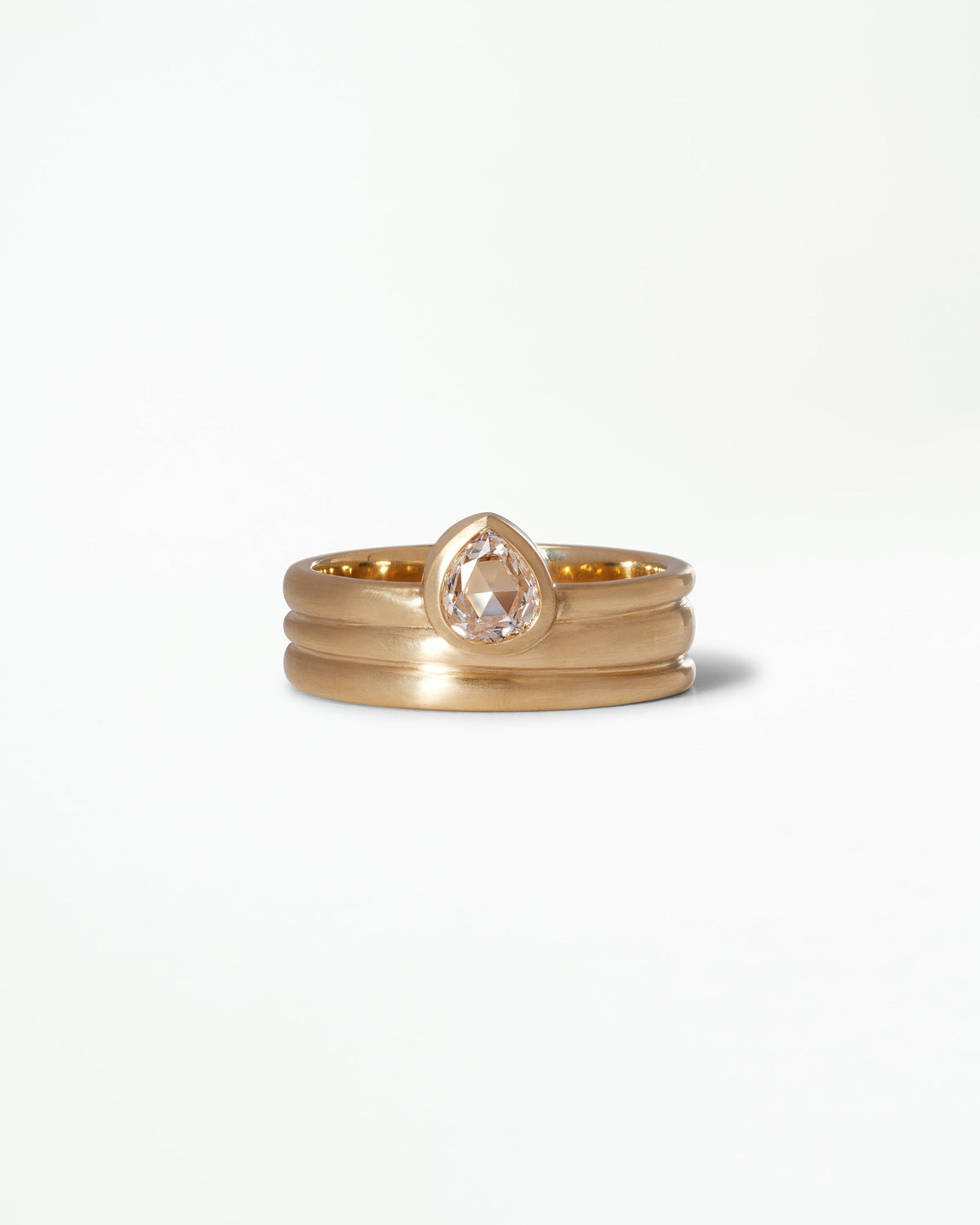 Pear Rose Cut Diamond Spiral Ring