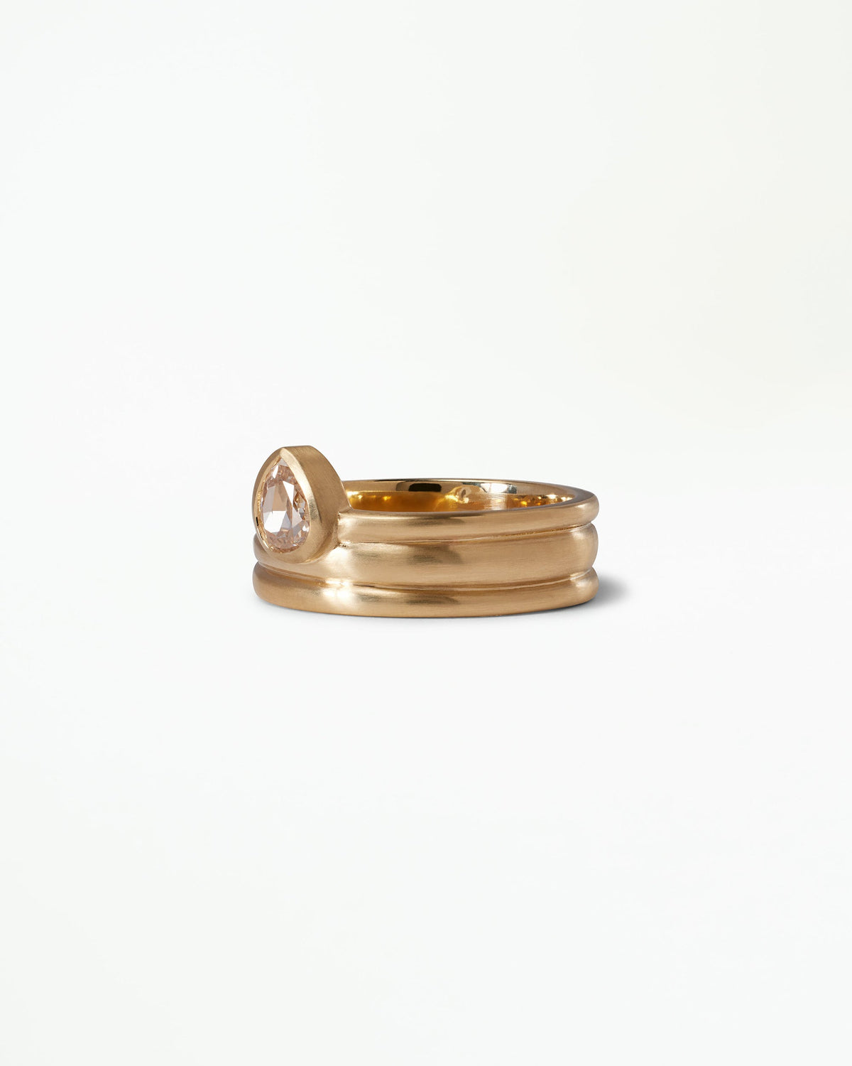 Pear Rose Cut Diamond Spiral Ring