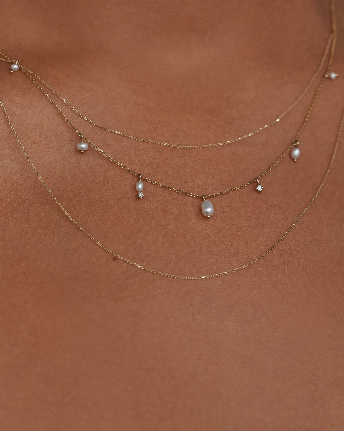 Pearl and Diamond Cascade Necklace