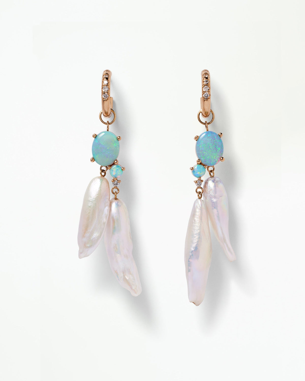 Pearl and Opal Cluster Earrings
