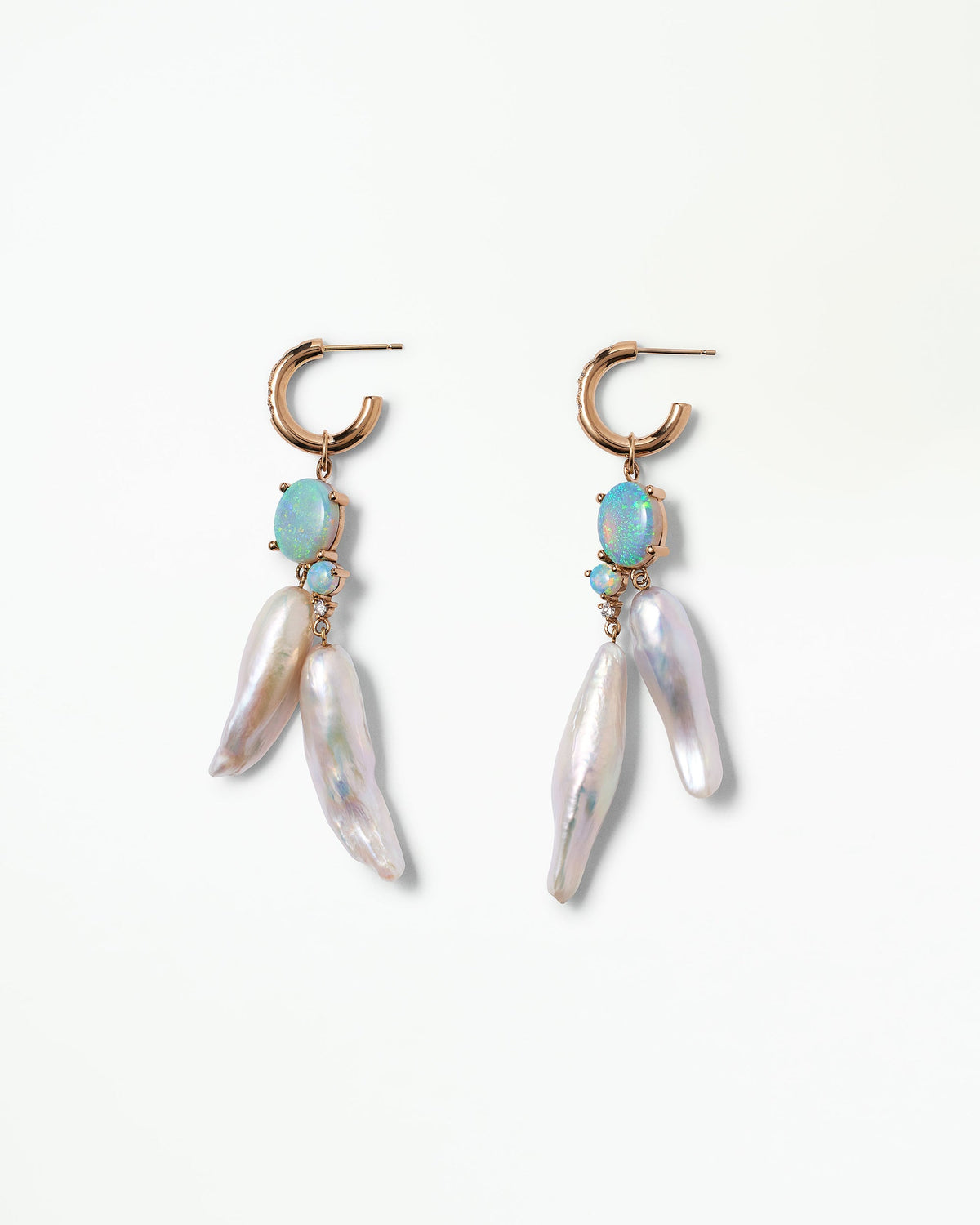 Pearl and Opal Cluster Earrings
